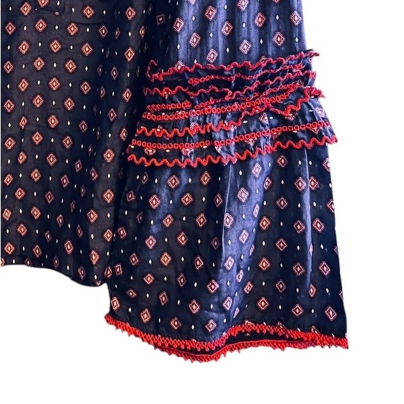 J.Crew Embroidered Bell Sleeve Top Boho Cotton/Silk Blue Size 8 NWOT - Picture 6 of 6
